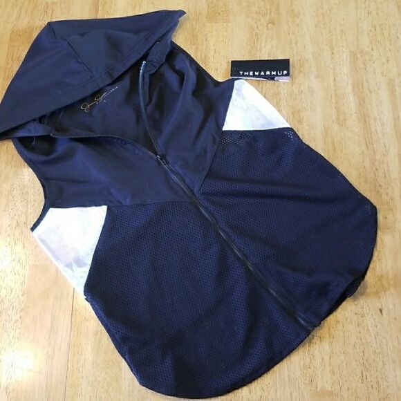 jessica Simpson Hooded Jogger Vest Windbreaker Reflective Warm Up Top - Picture 4 of 8